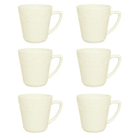 Manhattan Comfort Mendi 6 Mugs (12.17 oz.) in Ivory NM09-7301